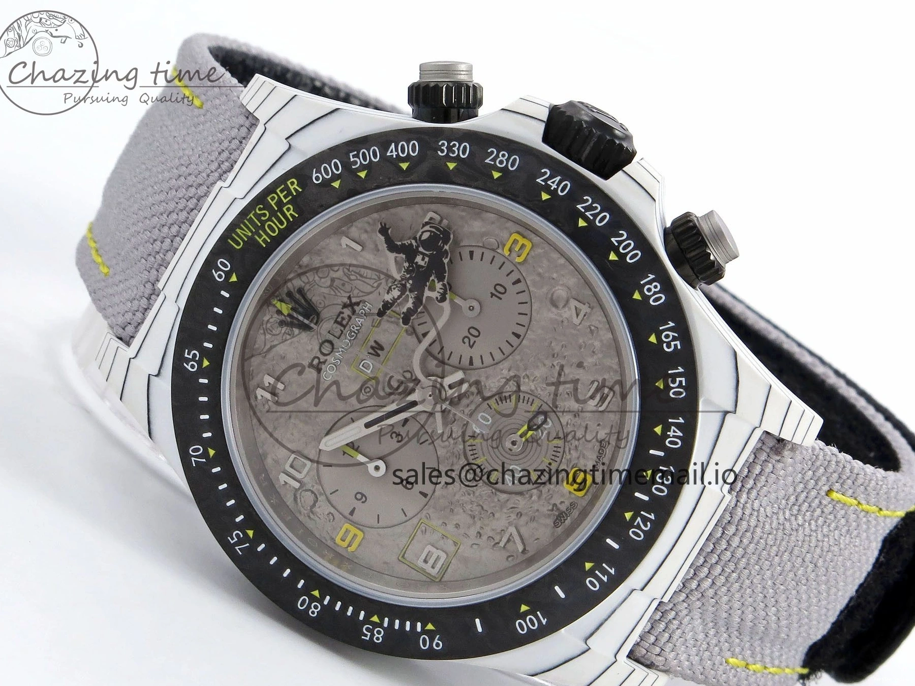 0505 Tailored Daytona DIW Space Mission Gray Textured Dial on Gray Nylon Strap A4130 Clone 1279